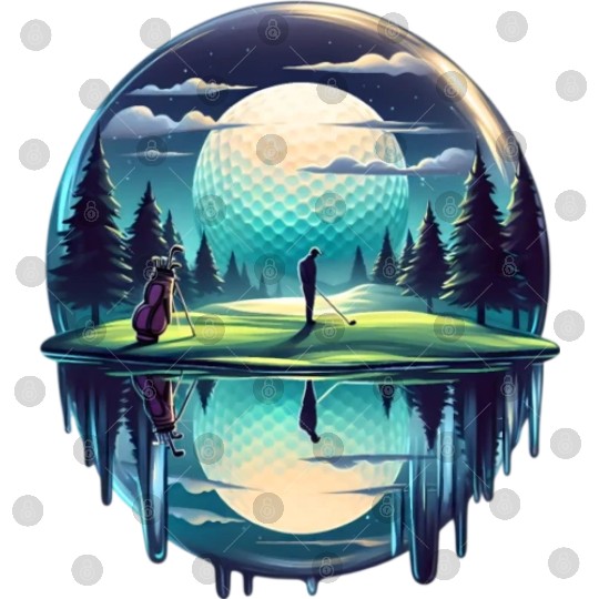 Night Golfer Escape Golfing Twilight Fairway Digital Files