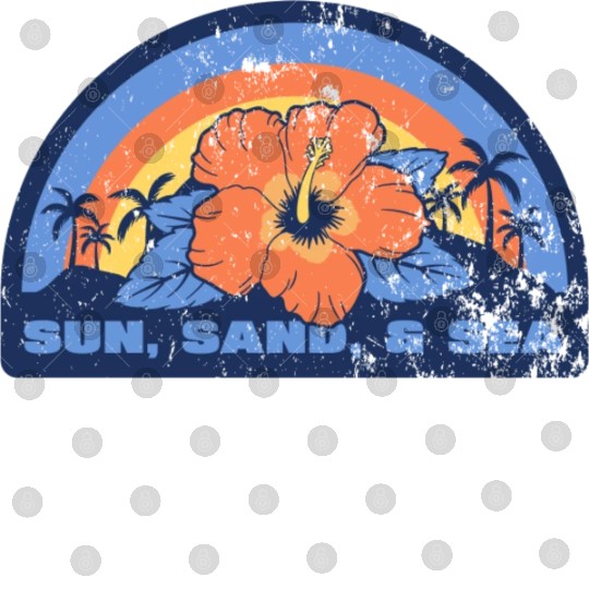 Vintage Sunset Beach Hibiscus Flower Digital Files, Trop