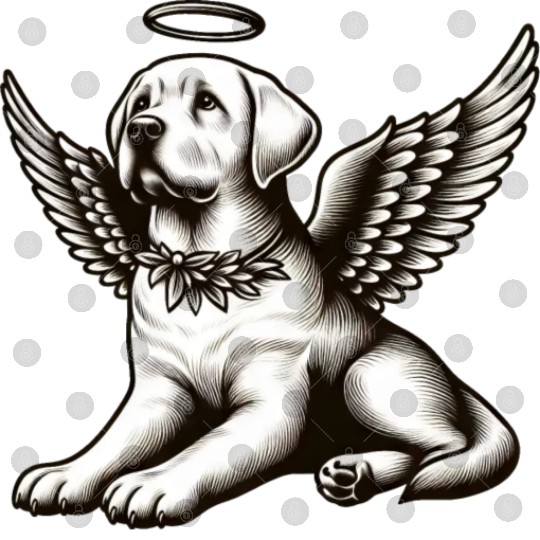 Labrador angel wings black white halo Digital Files