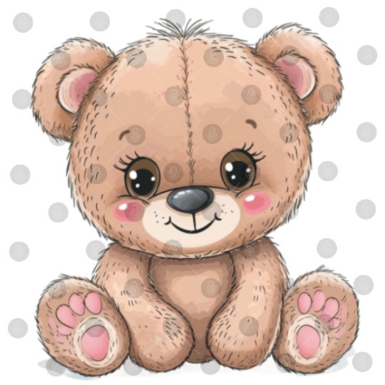 Cute Kawaii Teddy Bear Clipart, Cute Teddy Bear Digital Files