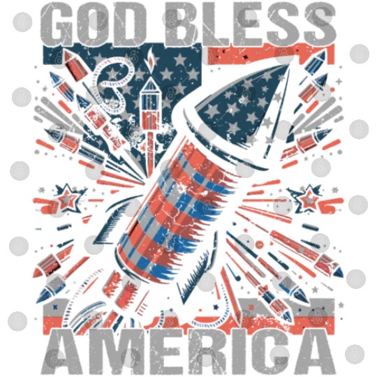 God Bless America Retro US Flag Funny Fireworks Digital Files