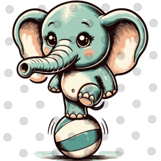cute cartoon elephant on exercise ball Digital Files