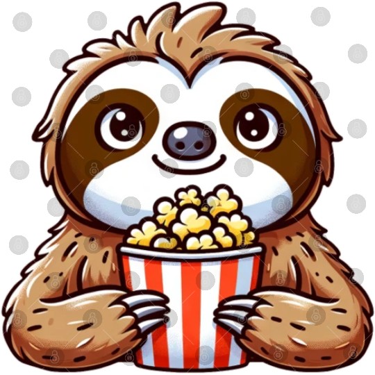 Funny sloth popcorn cinema movie Digital Files