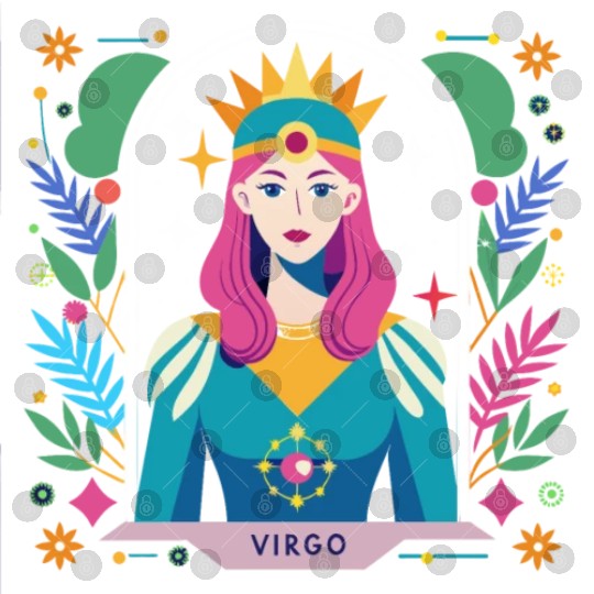 Floral Virgo Tarot Zodiac Graphic Digital Files