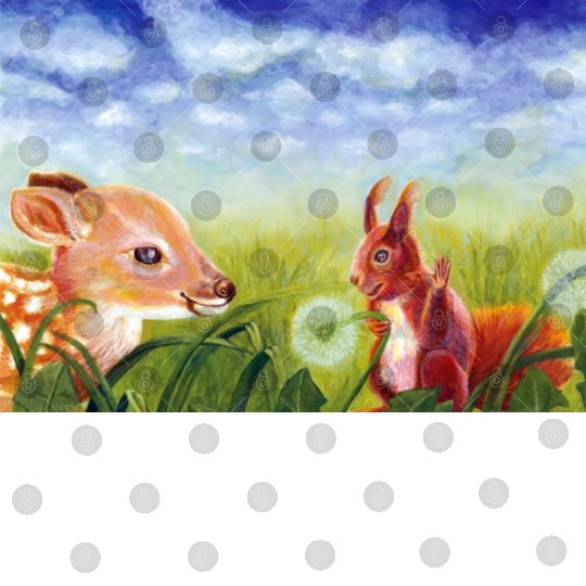 Little Fawn & Squirrel Illustration Digital Files