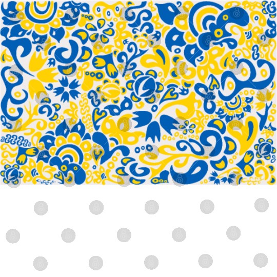 Ukrainian flag colors on floral folklore pattern Digital Files