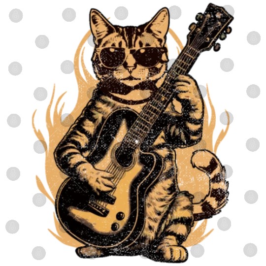 Metal Cat Plays Acoustic Guitar Rock Cute Digital Files
