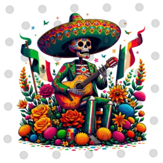 Mexican Celebration Skeleton with Guitar Art Digital Files