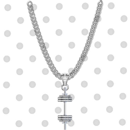 A silver Necklace with a silver Dumbbell Pendant Digital Files