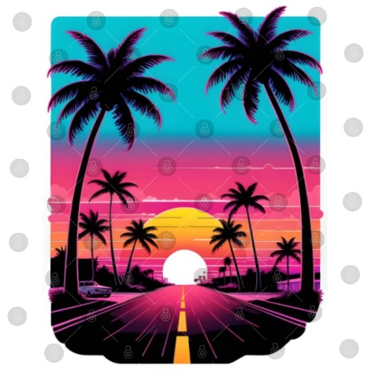 Lonely Road to Miami Sunset Vaporwave 80s Digital Files