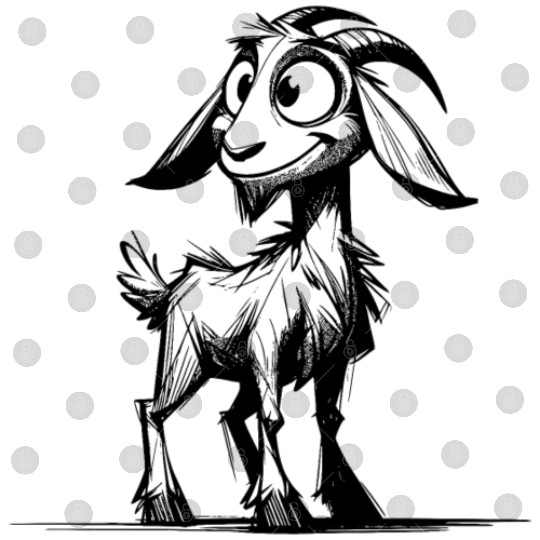 Goat Big Eyes Grinning Billy Goat Sketch Digital Files