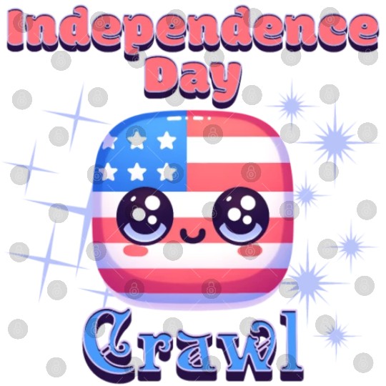 Independence Day Crawl kawaii icon Design Digital Files