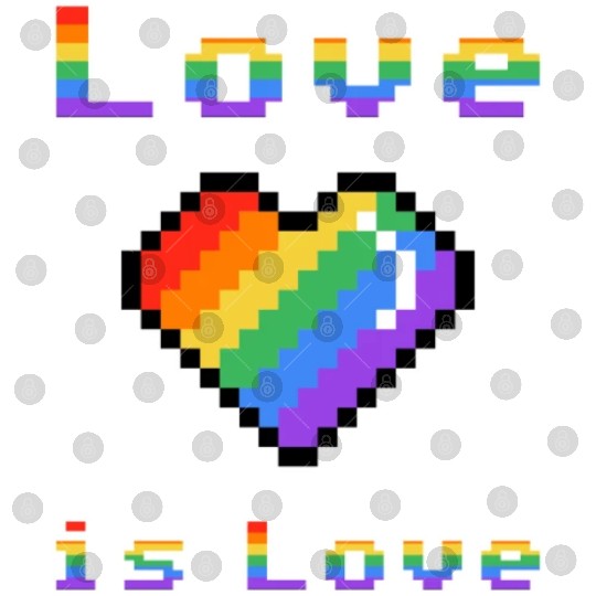 Pixel heart Love is Love rainbow colored Digital Files