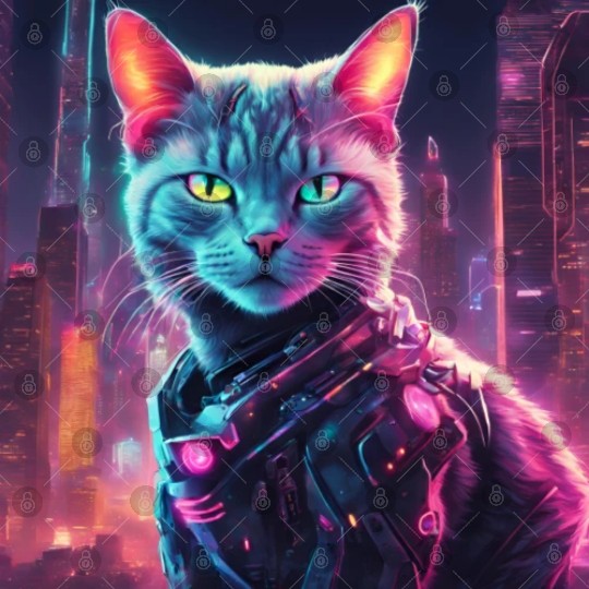 Cyberpunk Neon Cat Digital Files