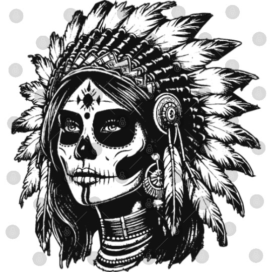 Dark Art Skull Indian Apache Girl Vintage Grunge Digital Files