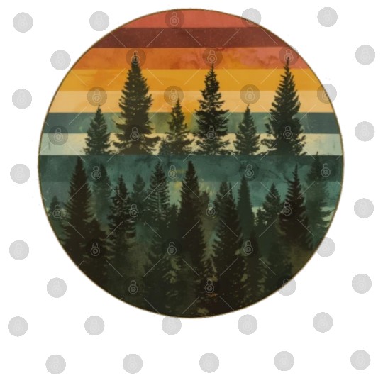 Sunset Forest Nature Outdoors Retro 80s Vibe 6 Digital Files