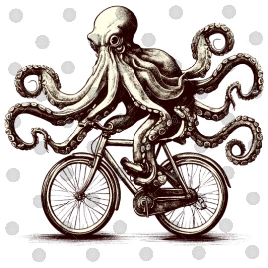 Octopus on Bicycle Cycling Lover Funny Design Digital Files