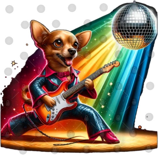 Disco Guitar Chiweenie dog Digital Files