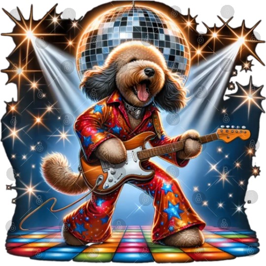 Disco Guitar Whoodle dog Digital Files