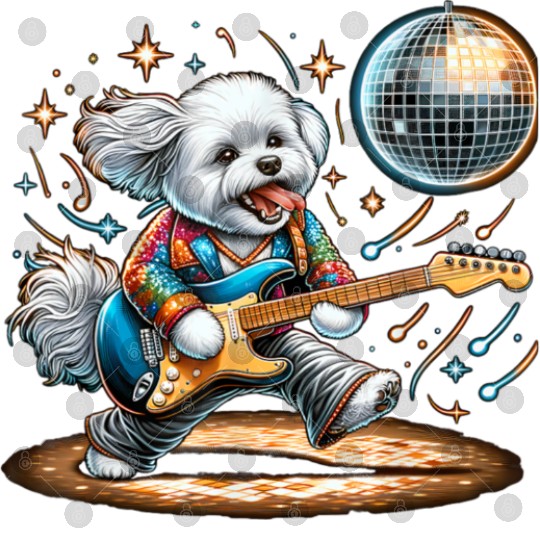 Disco Guitar Maltese dog Digital Files