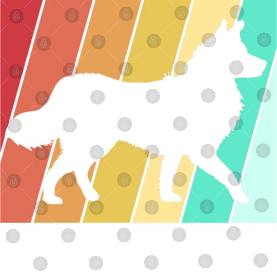 Retro 80s Border Collie Dog Silhouette Digital Files