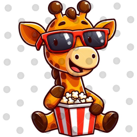 Cool giraffe popcorn cinema movie film lover Digital Files