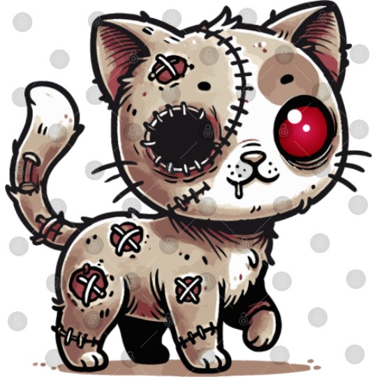 scary zombie kawaii cat for halloween fun Digital Files