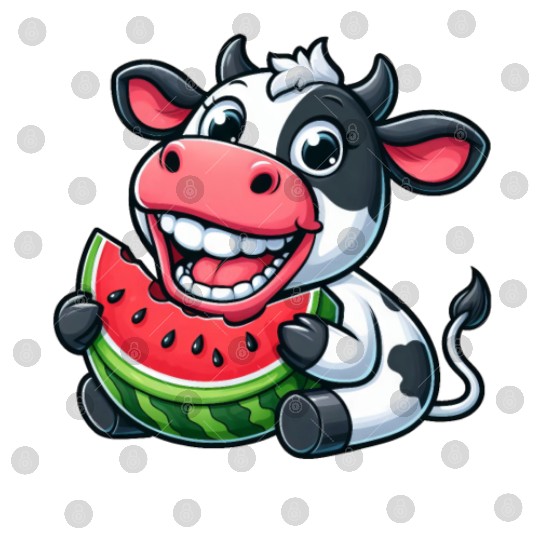 Funny cow bull steer watermelon summer fruit Digital Files