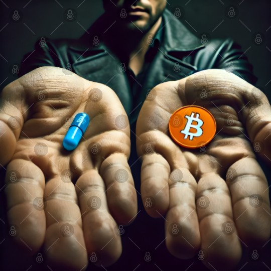 Bitcoin BTC Cryptocurrency Orange Pill Blue Pill Digital Files