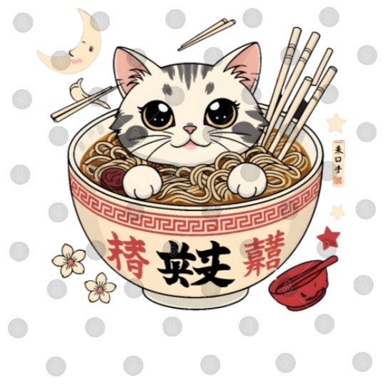 Kawaii Ramen Cat Japanese Noodles for Otaku Lovers Digital Files