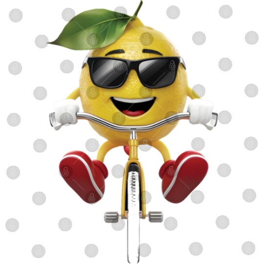Lemon Cycling On Bike Realistic Digital Files