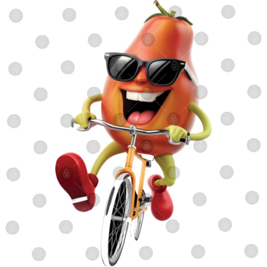 Papaya Cycling On Bike Realistic Digital Files