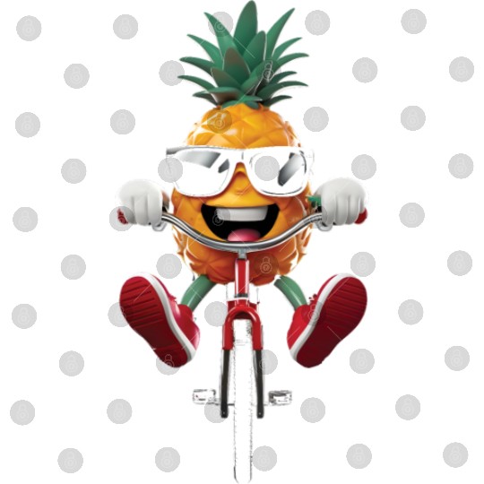 Pineapple Cycling On Bike Realistic Digital Files