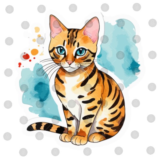 Leopard Cat Watercolor Digital Files
