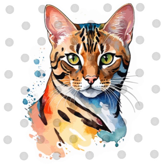 Leopard Cat Watercolor Digital Files