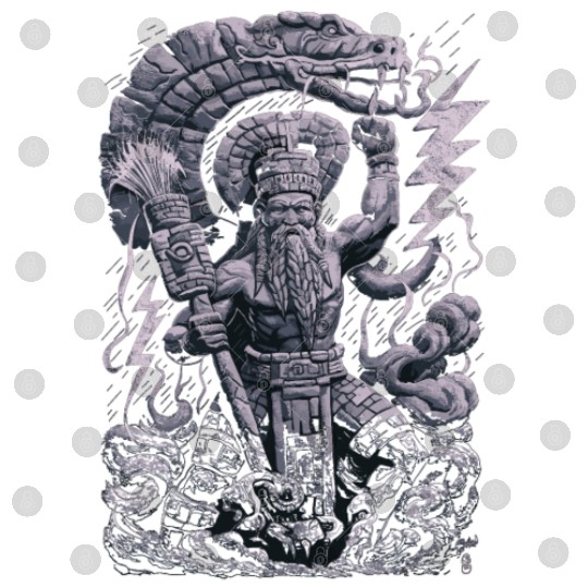 Maya God Mayan Mythology Chaac with Lightning and Digital Files