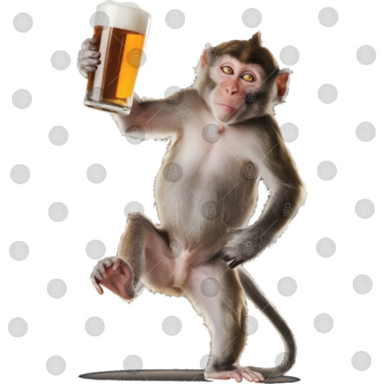 Monkey Drinking Beer Realistic Digital Files