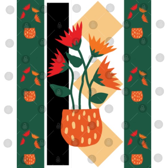 Red-Orange floral abstract art Digital Files