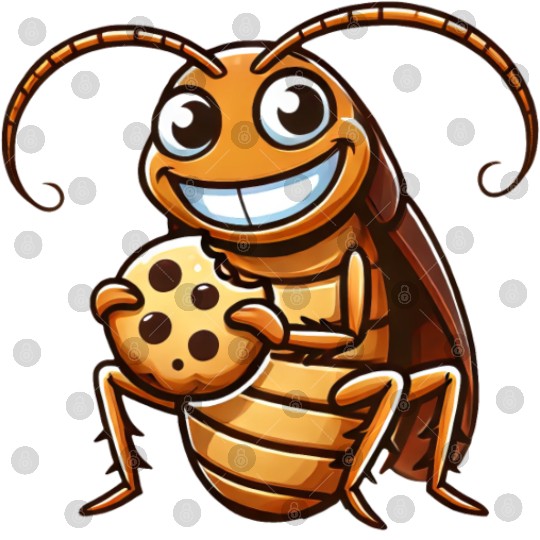 Funny cockroach with cookie cartoon dessert Digital Files