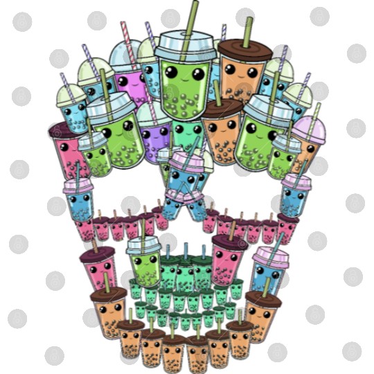 Bubble Tea Skull Digital Files Men Boba Tea