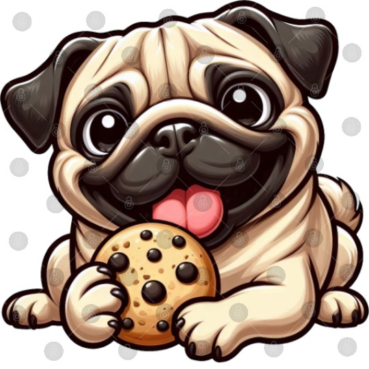 Cute pug cookie cartoon dessert sweet treat Digital Files