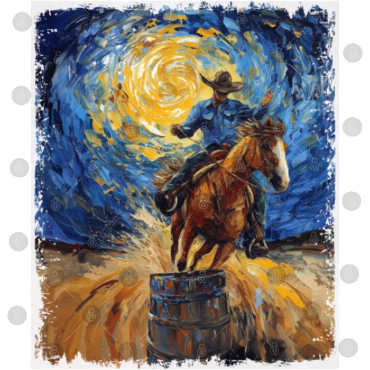 Barrel Racer Barrel Racing Rodeo Starry Night Pain Digital Files