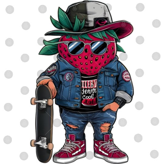 funny skateboarder berry cool lover strawberry Digital Files