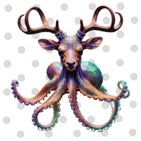 Psychedelic deer octopus with antlers Digital Files