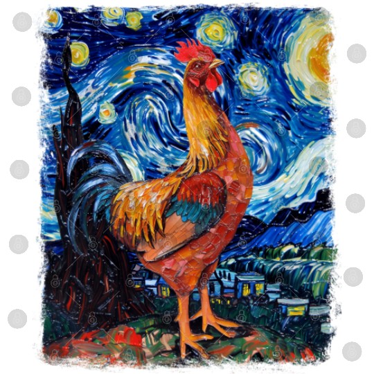 Chicken Farm Farmer Farming Starry Night Painting Digital Files