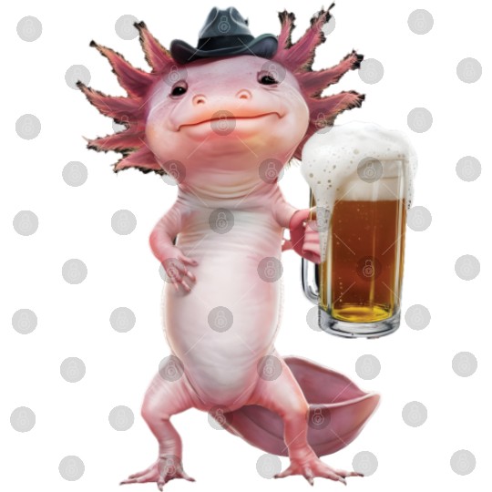 Axolotl Drinking Beer Realistic Digital Files