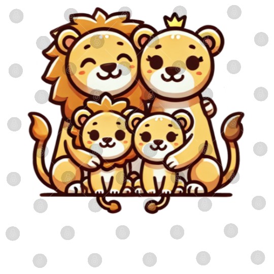 Lion Family Mother And Father With Two Children Digital Files