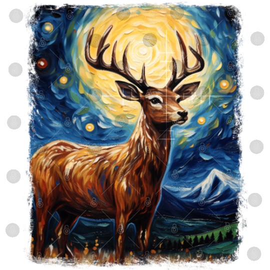 Deer Hunter Deer Hunting Starry Night Painting Digital Files