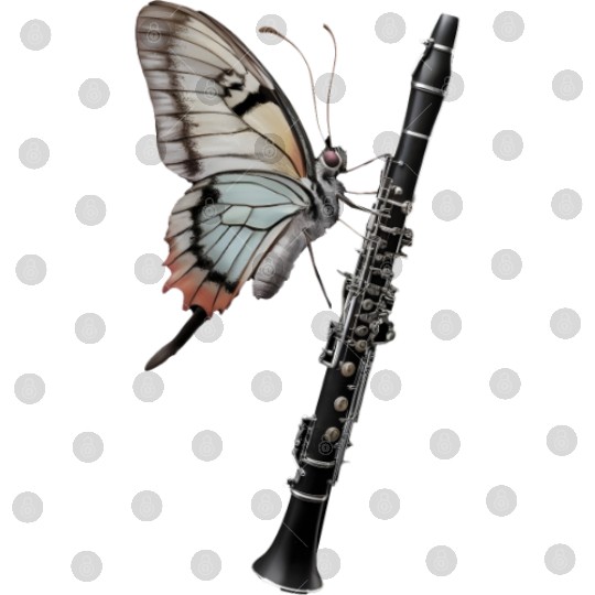 Butterfly Playing Clarinet Realistic Digital Files