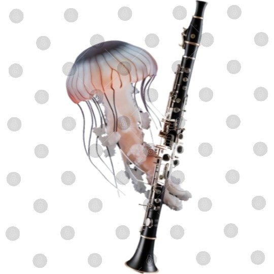 Jellyfish Playing Clarinet Realistic Digital Files